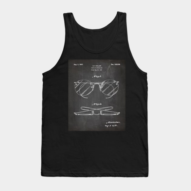 Spectacles Patent - Optometrist Eye Doctor Office Art - Black Chalkboard Tank Top by patentpress